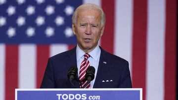 El exvicepresidente y candidato presidencial dem&oacute;crata, Joe Biden, habla durante un evento del Mes de la Herencia Hispana, el martes 15 de septiembre de 2020, en Osceola Heritage Park en Kissimmee, Florida.