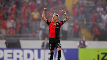 AME2627. GUADALAJARA (MÉXICO), 26/05/2022.- Luis Reyes de Atlas celebra una anotación ante Pachuca, durante el primer partido de la final de la Liga MX del fútbol profesional mexicano, hoy, disputado en el estadio Jalisco, en Guadalajara (México). EFE/ Francisco Guasco
