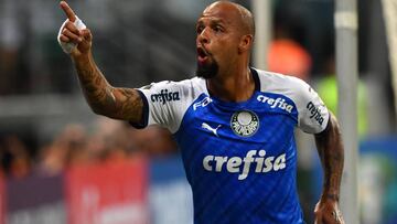 Felipe Melo celebra un gol con el Palmeiras. 