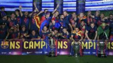 Celebraci&oacute;n en el Camp Nou.