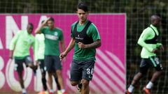 El venezolano Ronaldo Lucena durante el &uacute;ltimo entrenamiento de Nacional de cara al juego ante Millonarios por el juego de vuelta de la Superliga &Aacute;guila 2018