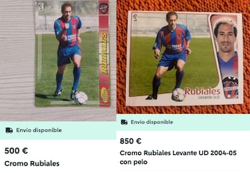 El cromo de Rubiales que se vende en Wallapop por 850 euros.