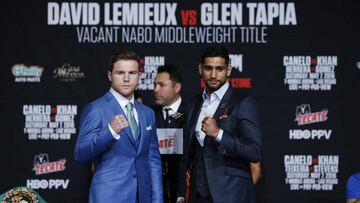 Canelo y Khan, con De la Hoya en la sombra.