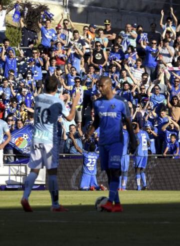 Getafe-Eibar.
El centrocampista colombiano del Getafe Fredy Hinestroza celebra la consecución del primer gol de su equipo. 1-0.