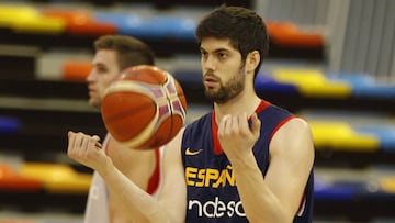 Santi Yusta, durante un entrenamiento con la Selecci&oacute;n.