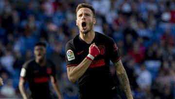 Saúl celebra su gol al Espanyol.
