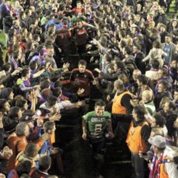 Las celebraciones del ascenso a Primera continuarán esta tarde tras el partido.