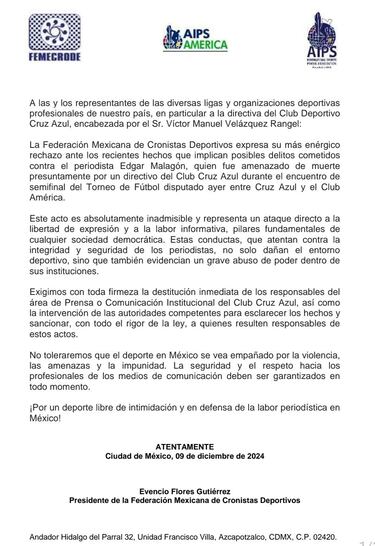 Cruz Azul contra la Femecrode; solicitan destituciones al interior del club