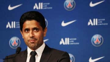 Al-Khelaifi, presidente del PSG, durante una rueda de prensa.