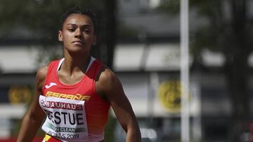 BORAS, SWEDEN - JULY 18: N&#039;ketia Seedo of the Netherlands competes during 100m Women round 1 on July 18, 2019 in Boras, Sweden. (Photo by Maja Hitij/Getty Images for European Athletics)