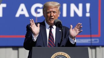 Donald J. Trump speaks at a campaign stop at the Miriotti Building Products Factory in Old Forge, Pennsylvania.