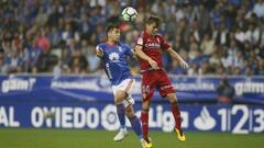 El extremo esloveno, Matej Pucko, durante un partido con el Real Oviedo.