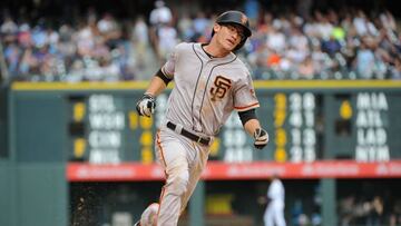 DENVER, CO - MAY 29: Kelby Tomilson #37 of the San Francisco Giants rounds second base against the Colorado Rockies at Coors Field on May 29, 2016 in Denver, Colorado. The Giants defeated the Rockies 8-3. Photo by Bart Young/Getty Images)
 == FOR NEWSPAPERS, INTERNET, TELCOS &amp; TELEVISION USE ONLY ==