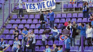 23/02/20 PARTIDO PRIMERA DIVISION VALLADOLID - ESPANYOL AFICIONADOS SEGUIDORES PANCARTA YES WE CAN