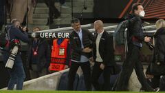 Imanol Alguacil durente el partido en Anoeta ante el Sturm Graz.