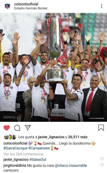 Soteldo le dio "like" en Instagram al título de Colo Colo