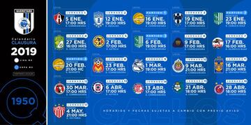 Conoce el calendario del Clausura 2019 equipo por equipo