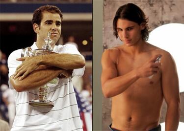 Roban los trofeos a Sampras y Rafa Nadal posa para Armani