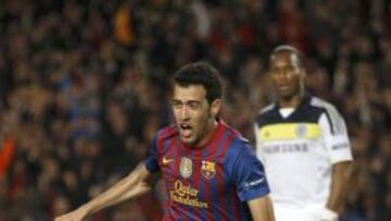 Busquets, en un partido contra el Chelsea.