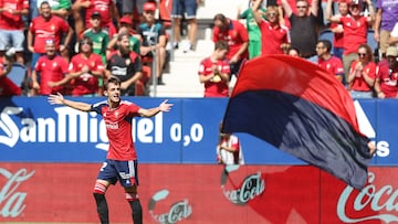 Aimar Oroz celebra su gol en el Osasuna - Rayo Vallecano.