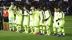 Once titular del Barcelona en la ida de octavos de final de la Copa del Rey contra el Levante.