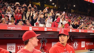 ANAHEIM, CALIFORNIA - SEPTEMBER 16: Shohei Ohtani sits on the bench in the fourth inning during a game against the Detroit Tigers at Angel Stadium of Anaheim on September 16, 2023 in Anaheim, California. John McCoy/Getty Images/AFP (Photo by John MCCOY / GETTY IMAGES NORTH AMERICA / Getty Images via AFP)