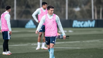 El argentino Franco Cervi, durante un entrenamiento del Celta en la ciudad deportiva del club celeste.