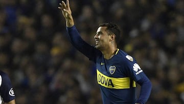 Edwin Cardona celebrando su gol en el triunfo de Boca Juniors sobre Alianza Lima por Copa Libertadores