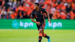 ROTTERDAM, NETHERLANDS - JUNE 14: Tyrell Malacia of Netherlands Controls the ball during the UEFA Nations League League A Group 4 match between Belgium and Netherlands at King Baudouin Stadium on June 14, 2022 in Rotterdam, Netherlands. (Photo by Perry vd Leuvert/NESImages/DeFodi Images via Getty Images)