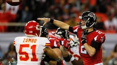 ATLANTA, GA - DECEMBER 04: Matt Ryan #2 of the Atlanta Falcons passes against the Kansas City Chiefs at Georgia Dome on December 4, 2016 in Atlanta, Georgia.   Kevin C. Cox/Getty Images/AFP
 == FOR NEWSPAPERS, INTERNET, TELCOS &amp; TELEVISION USE ONLY ==