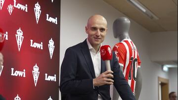 14-11-24. DAVID GUERRA, PRESIDENTE EJECUTIVO DEL SPORTING, DURANTE LA PRESENTACIÓN DEL ACUERDO DE PATROCINIO CON LOWI.