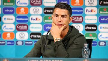 Cristiano, durante la rueda de prensa previa al Portugal-Hungr&iacute;a. 