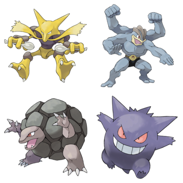 pokemon alakazam machamp golem gengar evolucion intercambio