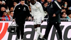 Ferland Mendy se lesionó en el minuto 43 del derbi de Copa en enero de este año: una lesión que le tuvo más de un mes de baja.