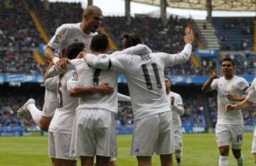 Celebración del primer gol de Cristiano Ronaldo (0-1) ante el Deportivo.