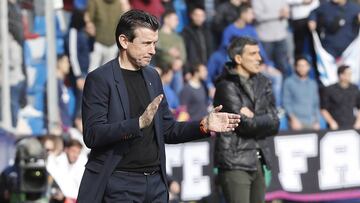 Juan Carlos Unzué, durante el partido contra el Levante.