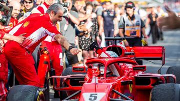 Arrivabene celebra el triunfo de Vettel en Albert Park.