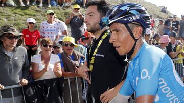Nairo Quintana llega a la cima del Tourmalet en la 14ª etapa del Tour de Francia.