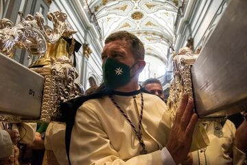 Antonio Banderas durante la procesión de Domingo de Ramos en Málaga. 