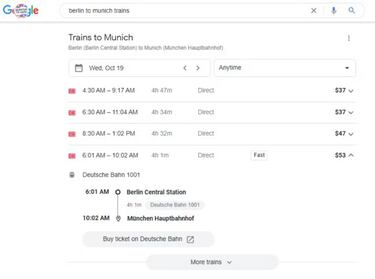 Google te ayuda a encontrar tu próximo tren con su nuevo filtro