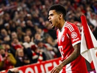 MUNICH (Germany), 18/03/2026.- Luis Diaz of Bayern Munich celebrates scoring the 4-0 goal during the UEFA Champions League Round of 16 2nd leg match between Bayern Munich and Atalanta in Munich, Germany, 18 March 2026. (Liga de Campeones, Alemania) EFE/EPA/ANNA SZILAGYI