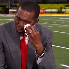 Randy Moss breaks down in tears during emotional return to NFL Countdown at Super Bowl after cancer battle