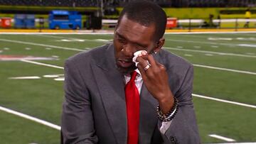 Randy Moss breaks down in tears during emotional return to NFL Countdown at Super Bowl after cancer battle