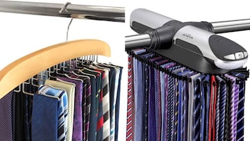 Ordena tus corbatas en el armario con estas dos perchas, de madera y con motor, que arrasan en Amazon