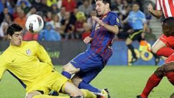 <b>GOLEADA. </b>Messi fue una pesadilla para la defensa rojiblanca.