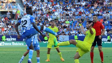 Moussa, durante el Málaga - Villarreal B.