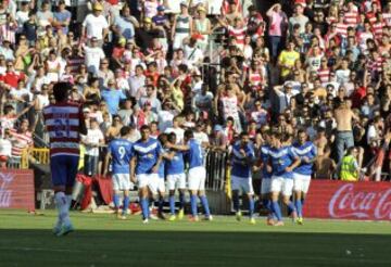 Alegría del Almería tas el gol de Verza.