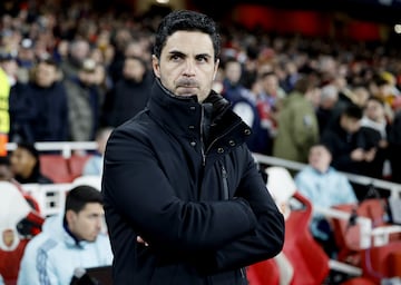 Mikel Arteta, entrenador del Arsenal, durante un partido de Champions League.