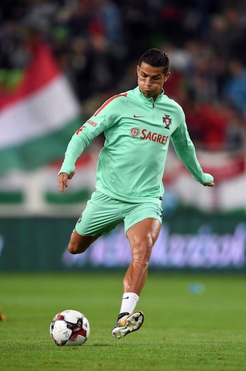 Ronaldo plays the ball prior to the FIFA World Cup 2018 qualification football match