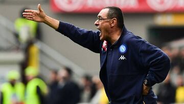 stadium in Milan on October 1, 2017.
Maurizio Sarri has succeeded Antonio Conte as Chelsea manager on a three-year deal, the club announced on July 14, 2018. / AFP PHOTO / MIGUEL MEDINA